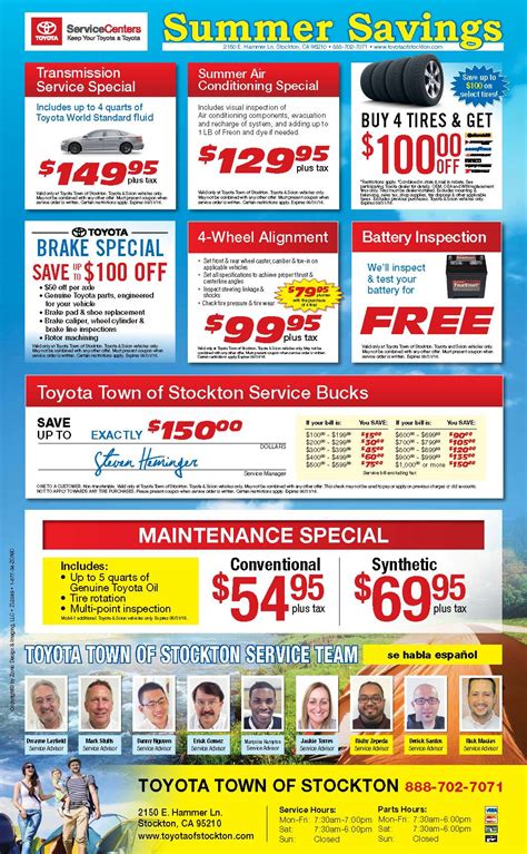 Toyota Monthly Service and Parts Specials